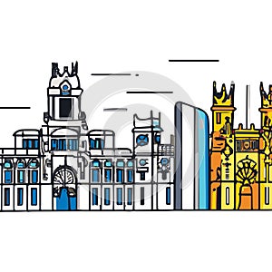 Madrid, Spain Skyline Illustration