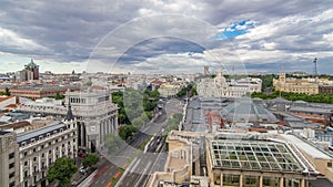 Madrid timelapse panorama aerial view of Madrid Post Palacio comunicaciones, Spain