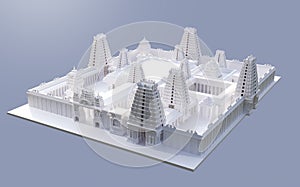 Madurai temple white model display 3d render