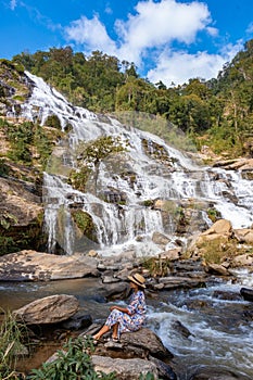 Mae Ya waterfall Doi Inthaonon national park Thailand Chiang Mai, beautiful waterfall in Doi Inthanon national park in