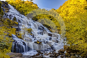 Mae Ya Waterfall in Rain Forest at Doi Inthanon National Park in Chiang Mai ,Thailand