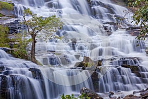 Mae Ya Waterfall in Rain Forest at Doi Inthanon National Park in Chiang Mai ,Thailand