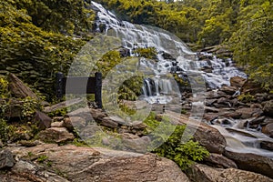 Mae Ya Waterfall in Rain Forest at Doi Inthanon National Park in Chiang Mai ,Thailand