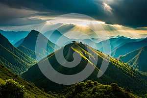 Maehongson, Thailand, offers a breathtaking spectacle of layered mountain slopes and the ever-changing canvas of a cloudy sky