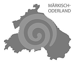 Maerkisch-Oderland grey county map of Brandenburg Germany