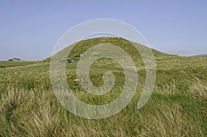 Maeshowe is a Neolithic chambered cairn (circa 2800 BC) situated on Mainland Orkney, Scotlan