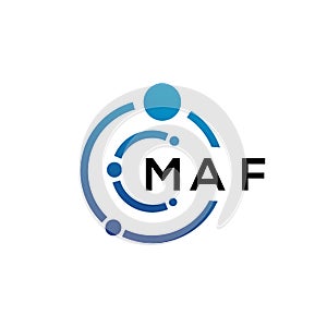 MAF letter technology logo design on white background. MAF creative initials letter IT logo concept. MAF letter design photo