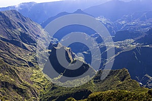 Mafate circus, from piton Maido, La Reunion island photo