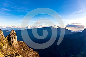 Mafate, Reunion Island - View to Mafate cirque from Maido point of view photo