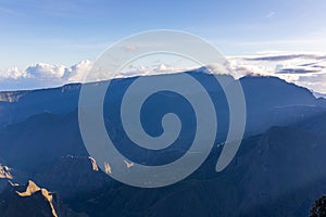 Mafate, Reunion Island - View to Mafate cirque from Maido point of view photo