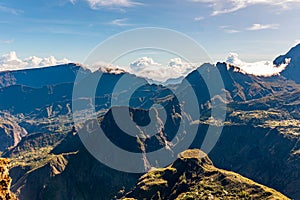 Mafate, Reunion Island - View to Mafate cirque from Maido point of view photo