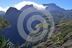 Mafate volcanic caldera in the island of RÃ©union