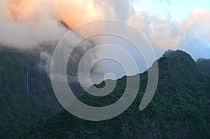 Mafate volcanic caldera in the island of RÃ©union
