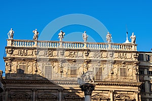 Maffei Palace and Winged Lion of St Mark - Piazza delle Erbe Verona Italy