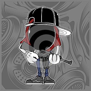 Mafia,bandit wearing cap cartoon multiply sign for logo vector illustration