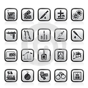 Mafia, Gangster and organized criminality activity icons
