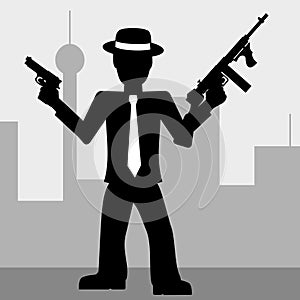 Mafia man with guns photo