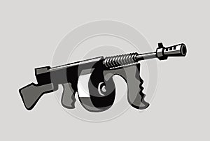 Mafia weapons. Cartoon image of Tommy Gun.