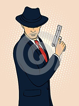 Mafioso with Gun. Pop Art Mafia Boss