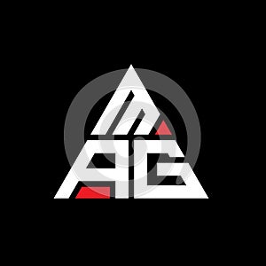 MAG triangle letter logo design with triangle shape. MAG triangle logo design monogram. MAG triangle vector logo template with red