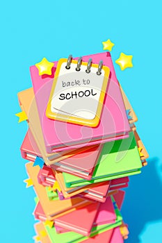 Magazine picture sketch collage image of colorful 3d book pile stack ready for education isolated creative blue