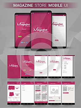 Magazine Store Mobile UI, UX and GUI layput.