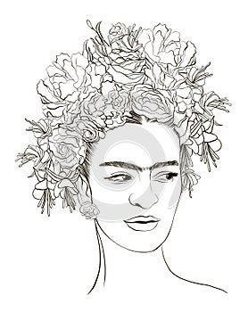 Magdalena Carmen Frida Kahlo coloring page  portrait. photo