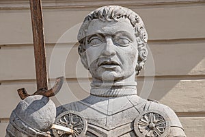 Magdeburger Roland Knight statue, Old Town Hall, Rathaus, Magdeburg, Saxony-Anhalt, Germany