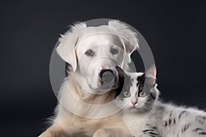 mage of dog and cat show their love for each other. Pet. Animals