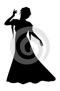 Mage woman in long dress silhouette