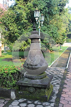 Indonesian cultural heritage buildings and statues