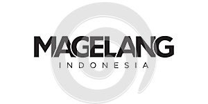 Magelang in the Indonesia emblem. The design features a geometric style, vector illustration with bold typography in a modern font