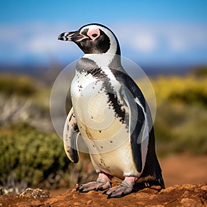 Magellan Penguin (Spheniscus magellanicus)  Made With Generative AI illustration