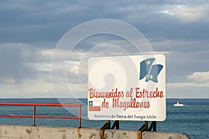 Magellan Strait Welcome Sign Bienvenidos al Estrecho de Magellanes - Chile