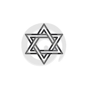 Magen david star outline icon.