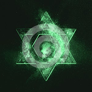 Magen David symbol, Star of David. Green symbol