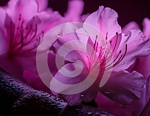 magenta azalea, cinematic light, shallow depth of field pink flower, genrated by AI photo