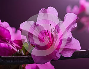 magenta azalea, cinematic light, shallow depth of field pink flower, genrated by AI photo