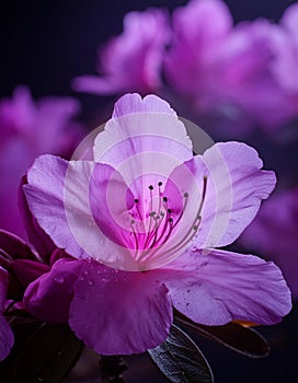 magenta azalea, cinematic light, shallow depth of field pink flower, genrated by AI photo