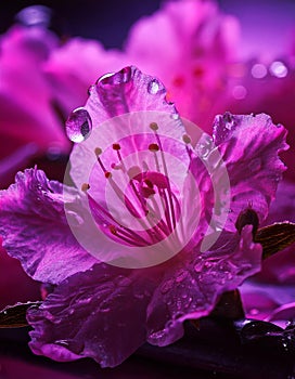 magenta azalea, cinematic light, shallow depth of field pink flower, genrated by AI photo