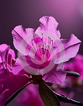 magenta azalea, cinematic light, shallow depth of field pink flower, genrated by AI photo