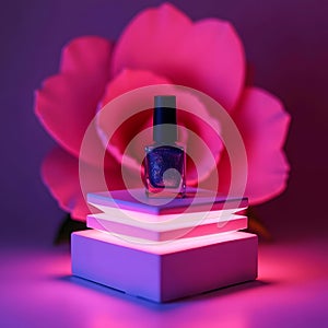 Magenta Bloom: Neon-lit Cubic Glamour for Nail Polish Showcase photo
