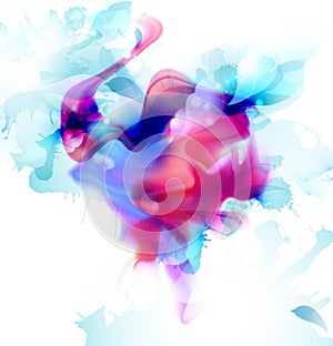 Magenta and blue colorful blot spread to the light background. Abstract vector composition for the bright design.