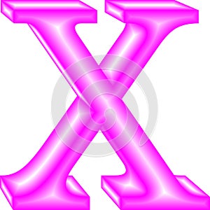 Magenta color alphabet x with 3d effect isolated on white surface ,  computer generated design