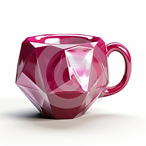 Magenta Diamond 3d Printed Coffee Mug With Cubist Faceting