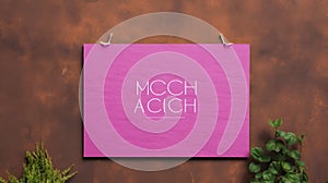 Magenta Fleece Sign Mockup: Dark Pink Poster With Elegant Compositions