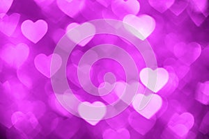 Magenta heart bokeh background photo, abstract holiday backdrop