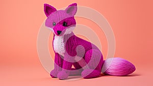 Magenta Knitted Fox Toy Pattern By Kate Tyson