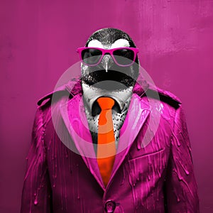 Magenta Penguin A Corporate Punk In Saturated Palette