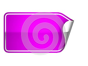 Magenta sticker or label on white